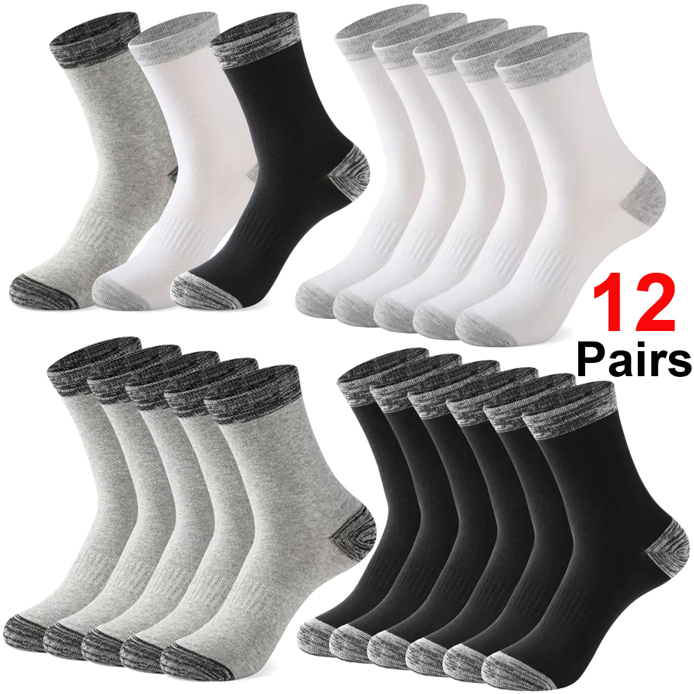 Thermal Sock Wool - ถุงเท้าขนแกะเมอริโนหนาพิเศษ 12 คู่ สำหรับผู้ชาย ถุงเท้าแคชเมียร์กันหนาว ถุงเท้าขนแกะเทอร์รี่แบบห่วงกลางข้อ