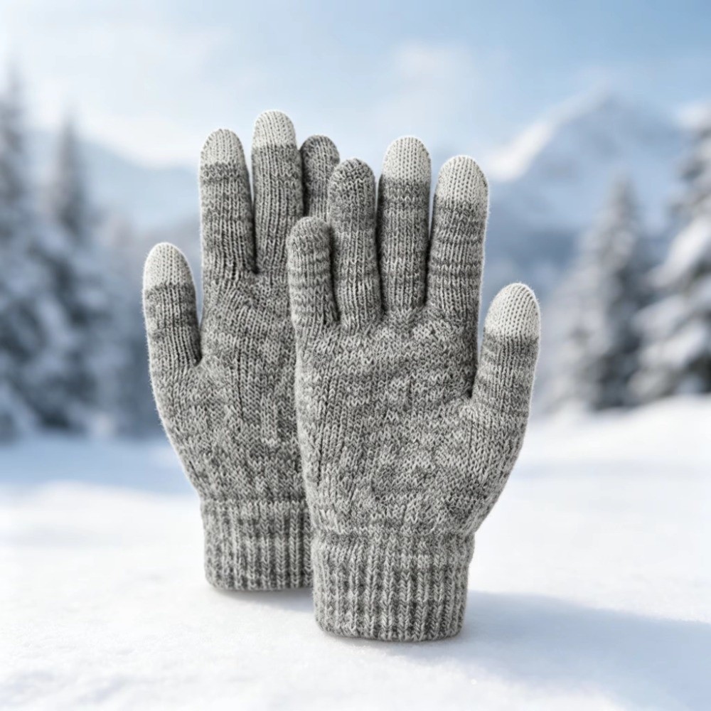 Touch Screen Gloves - 2 ชิ้น/เซ็ตแฟชั่นฤดูหนาวเด็กหมวกถุงมือชุดซับในกันลมถักหมวกถุงมือหนาปอมปอมถุงมือหน้าจอสัมผัส