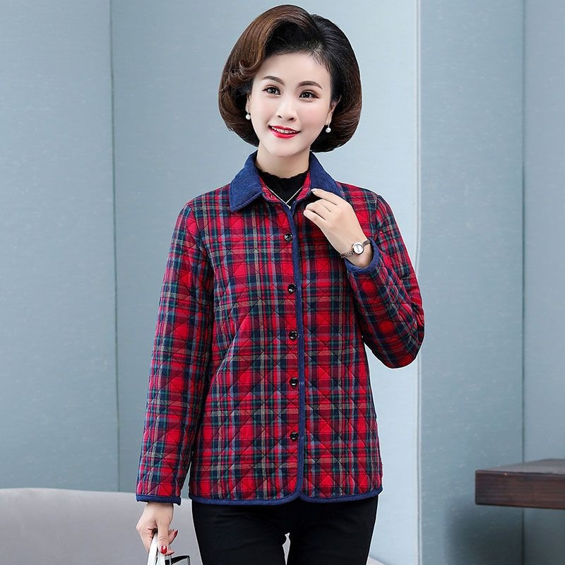 Flannel Shirt Lined - เสื้อเชิ้ตผ้าฝ้ายลายสก็อตสำหรับฤดูใบไม้ร่วงและฤดูหนาว แขนยาว ทรงหลวม เสื้อโค้ทผู้หญิง บุด้วยผ้าฝ้ายฟลานเนลแท้ สำหรับผู้หญิงวัยกลางคนและผู้สูงอายุ