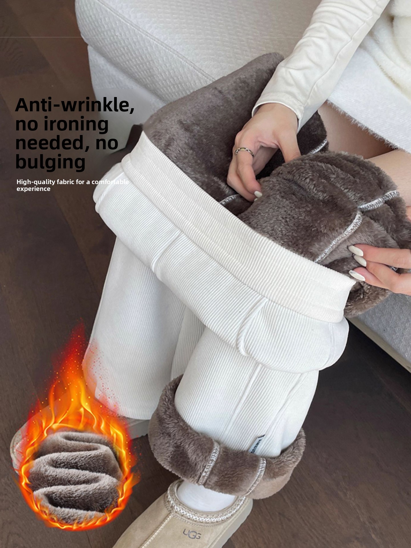 Corduroy Pant Warm - กางเกงผ้ากำมะหยี่หนานุ่มสำหรับผู้หญิง ฤดูใบไม้ร่วงและฤดูหนาว กางเกงผ้าคอร์ดูรอยบุขนแกะอุ่นๆ ทรงขาบานเล็กน้อย เอวสูง สไตล์ลำลอง