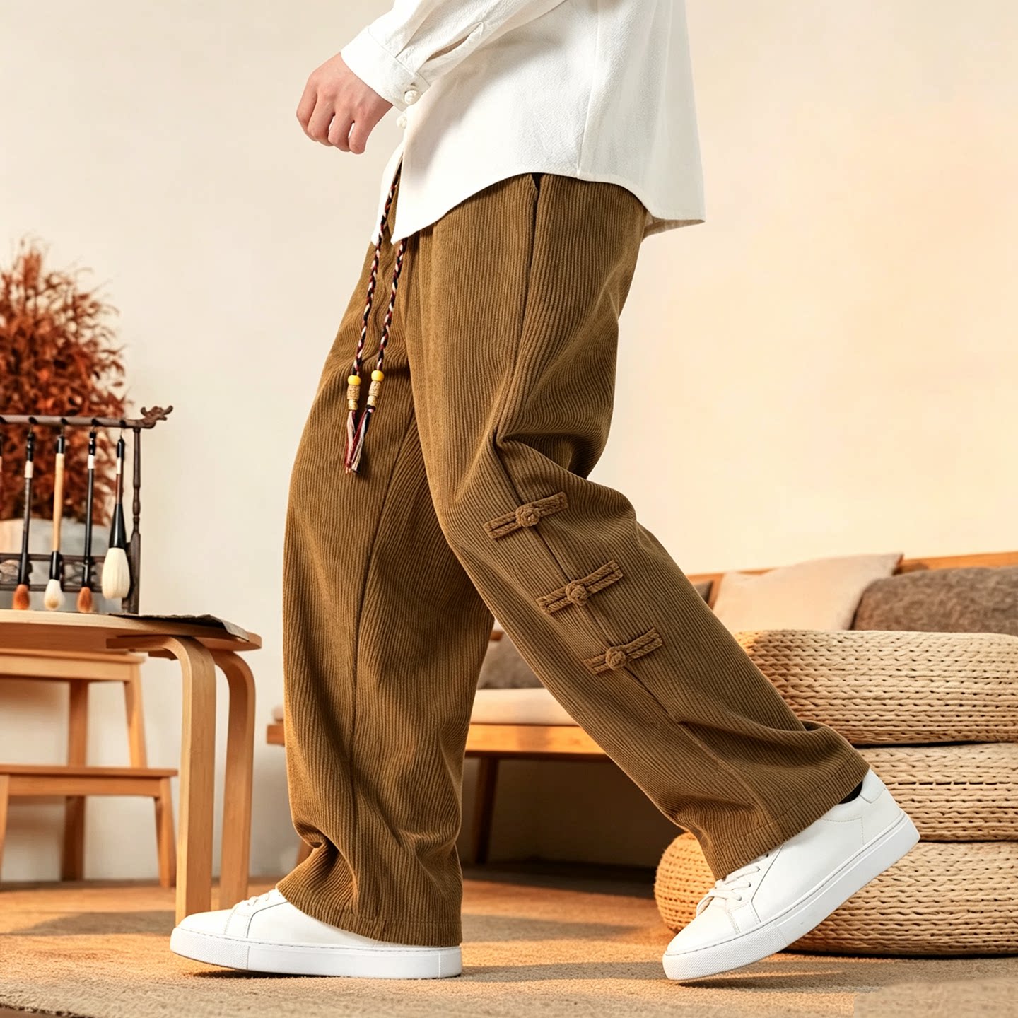Corduroy Pant Warm - กางเกงผู้ชายใหม่เอี่ยม กางเกงผ้าลูกฟูกหนาอุ่นสำหรับฤดูใบไม้ร่วง แฟชั่นฮาราจูกุ กางเกงทรงตรงโอเวอร์ไซส์สำหรับผู้ชาย ไซส์ใหญ่พิเศษ 5XL