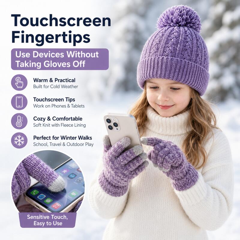 ชุดหมวกไหมพรมเด็กฤดูหนาวพร้อมถ - Touch Screen Gloves บทวิจารณ์และราคา