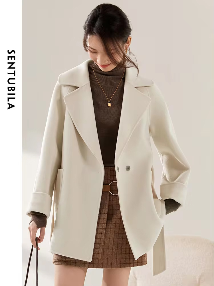 SENTUBILA เสื้อโค้ทขนสัตว์สำหร - Wool Coat Peacoat บทวิจารณ์และราคา