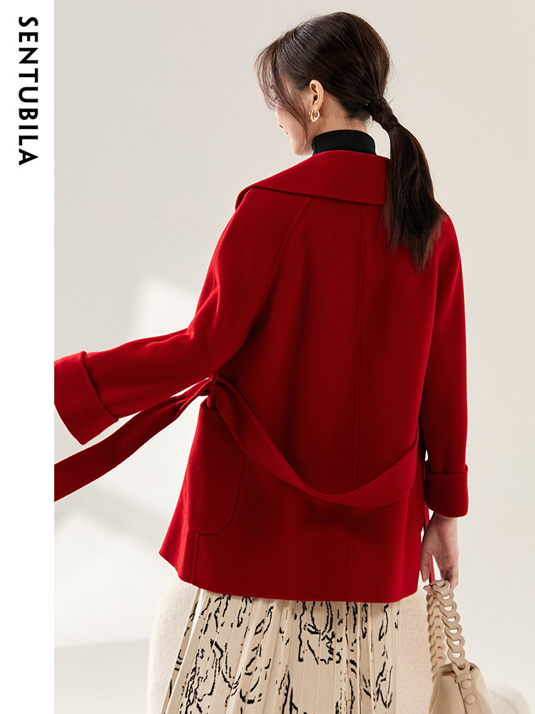 SENTUBILA เสื้อโค้ทขนสัตว์สำหร - Wool Coat Peacoat บทวิจารณ์และราคา