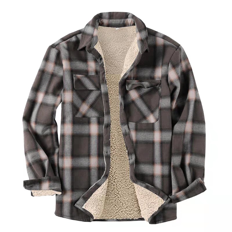 ฤดูใบไม้ร่วงบุรุษลายสก๊อตเสื้อ - Flannel Shirt Lined บทวิจารณ์และราคา
