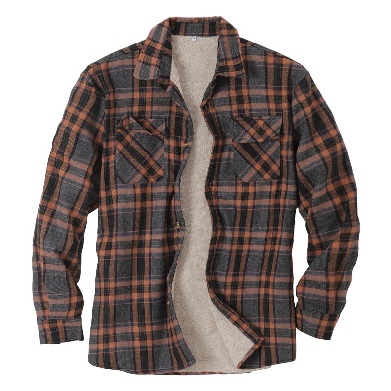 ฤดูใบไม้ร่วงบุรุษลายสก๊อตเสื้อ - Flannel Shirt Lined บทวิจารณ์และราคา