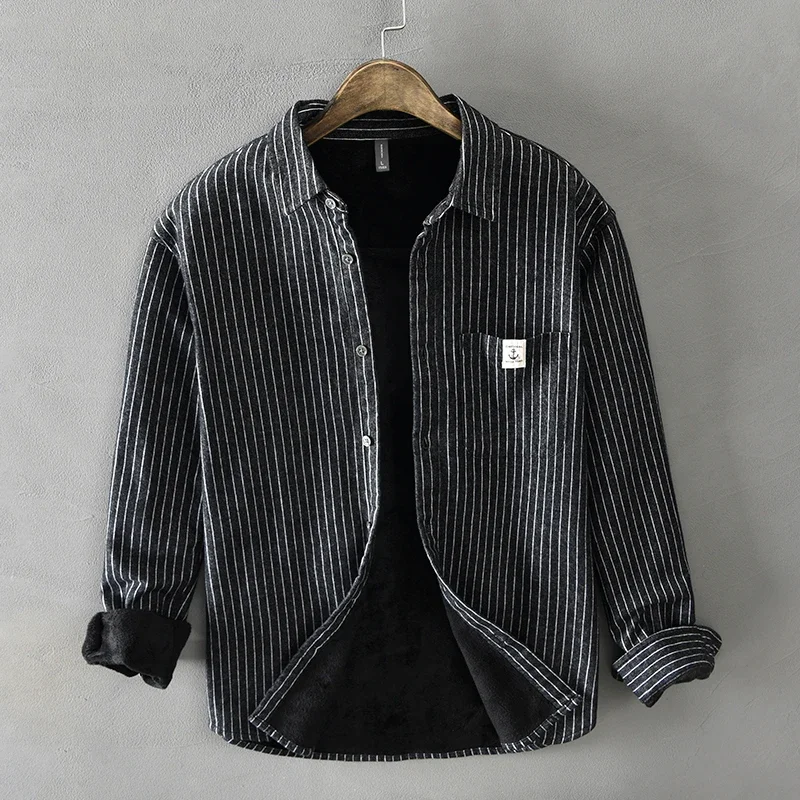 เสื้อเชิ้ตผู้ชายแฟชั่นฤดูหนาว  - Flannel Shirt Lined บทวิจารณ์และราคา