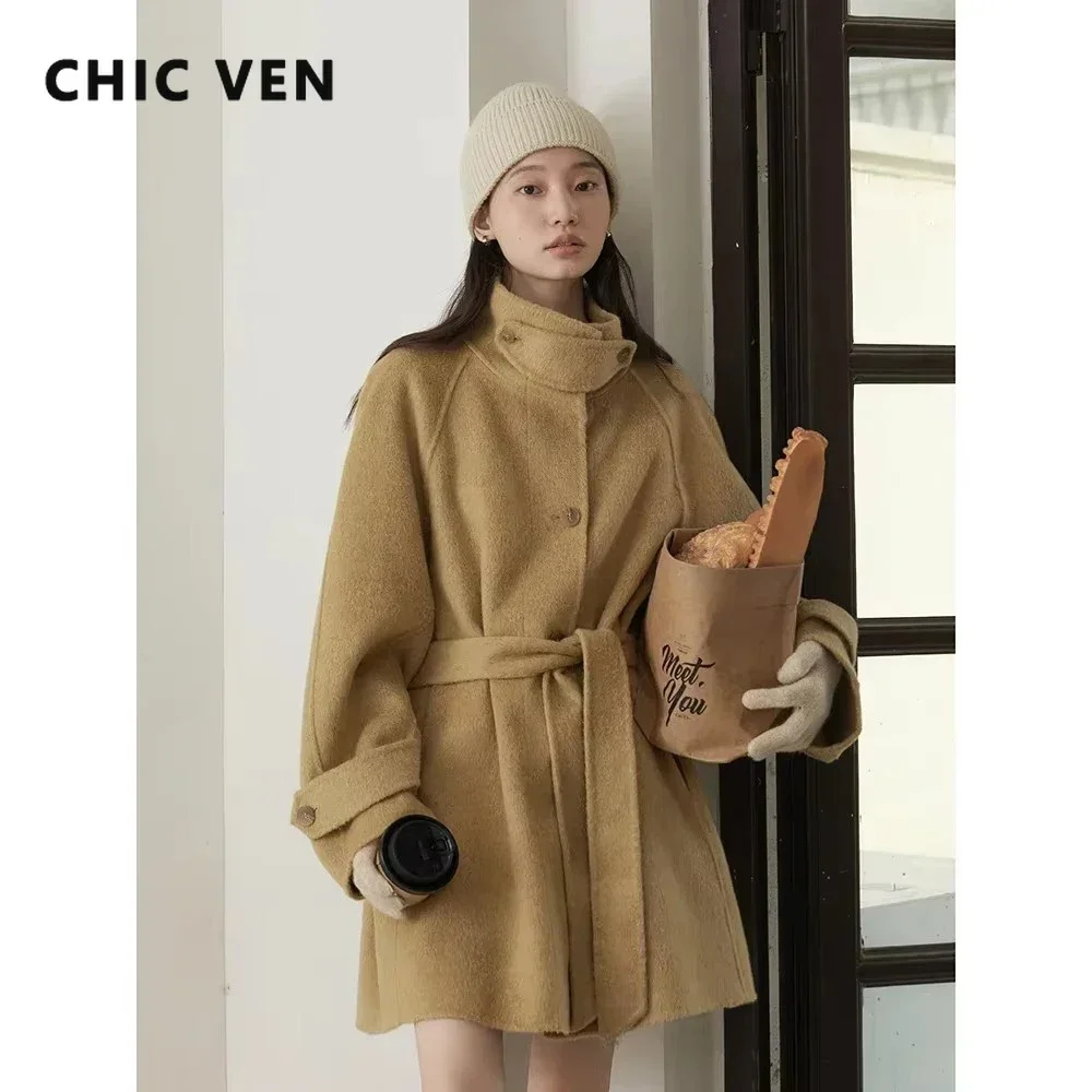 CHIC VENผู้หญิงเกาหลีเสื้อขนสั - Wool Coat Peacoat บทวิจารณ์และราคา