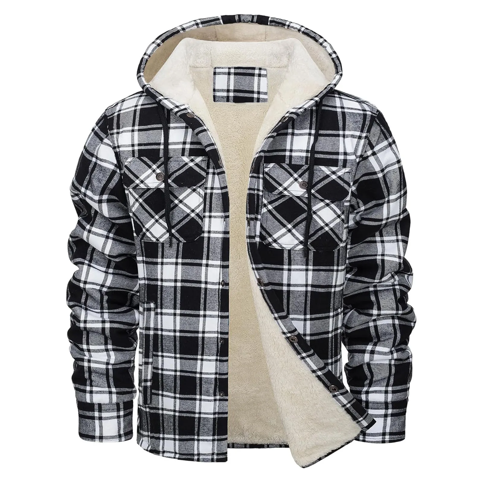 หนา WARM Flannel Hooded JACKET - Flannel Shirt Lined บทวิจารณ์และราคา