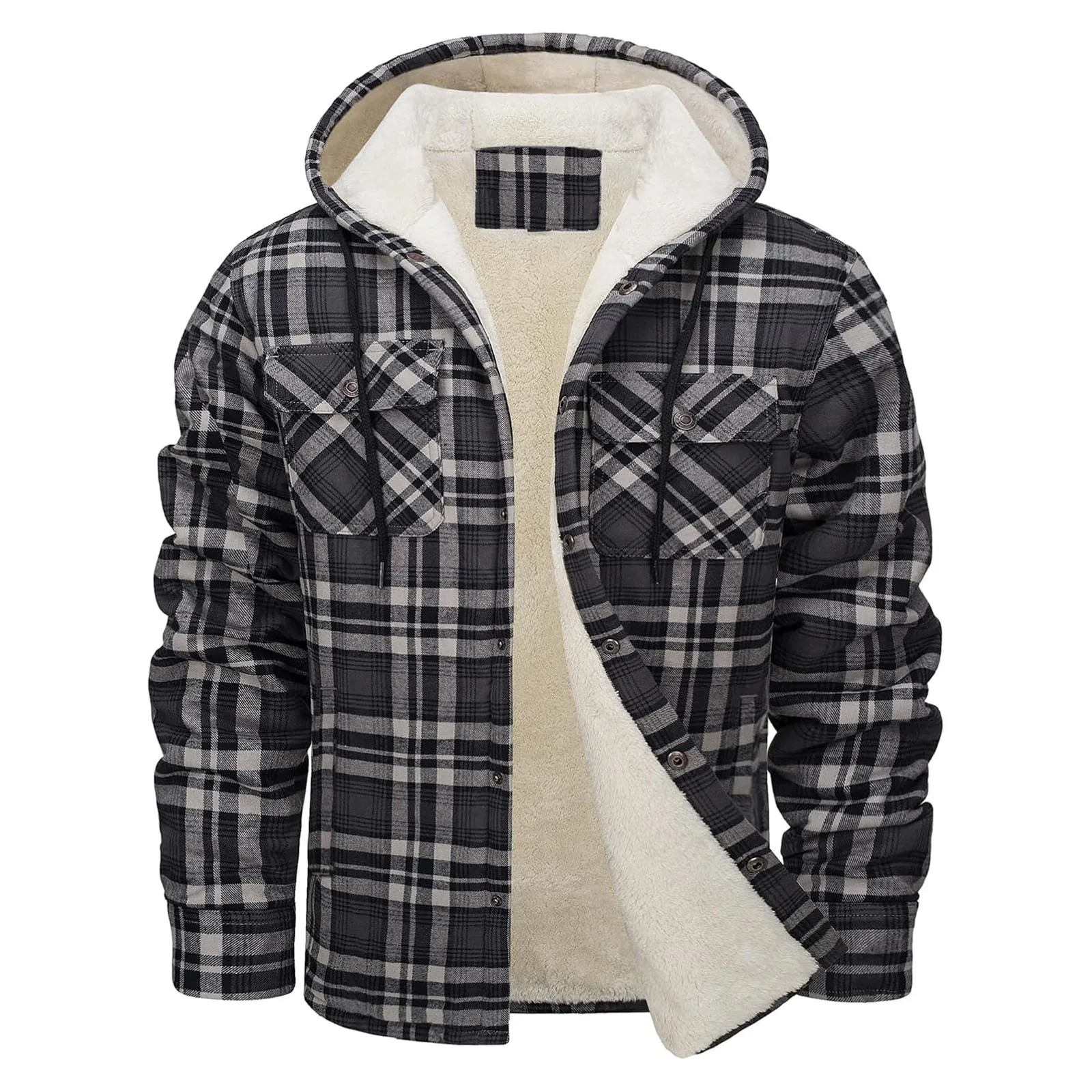 หนา WARM Flannel Hooded JACKET - Flannel Shirt Lined บทวิจารณ์และราคา