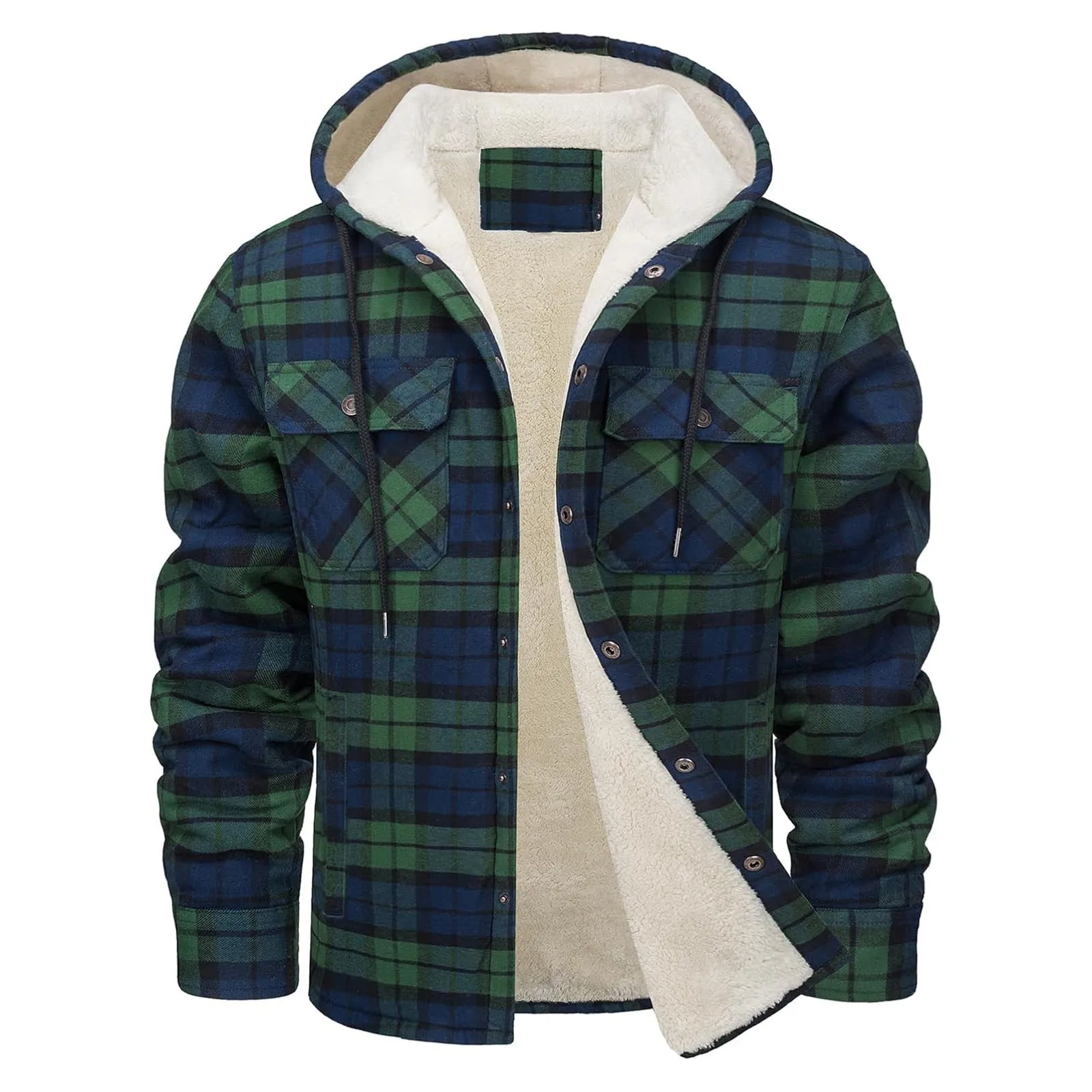 หนา WARM Flannel Hooded JACKET - Flannel Shirt Lined บทวิจารณ์และราคา