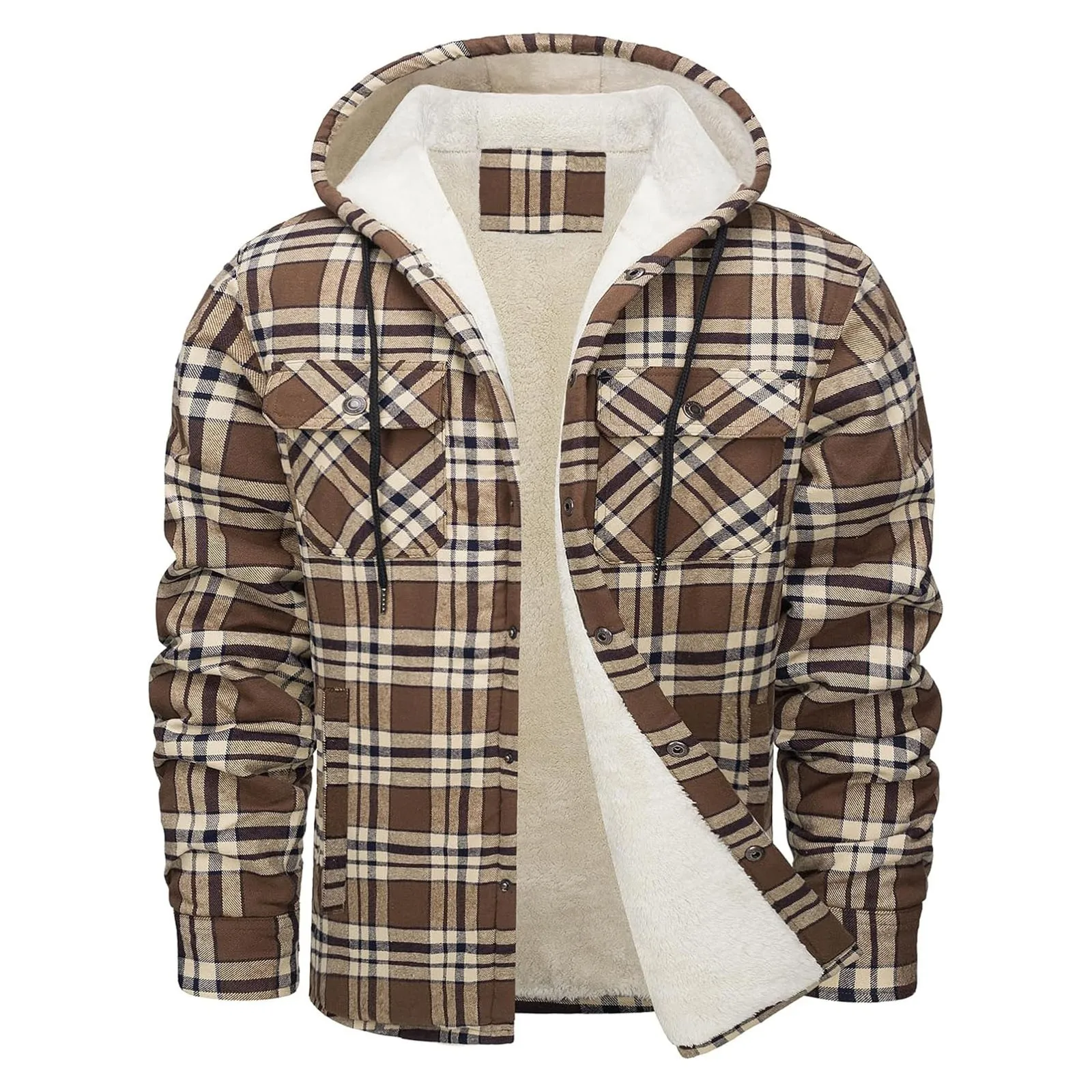 หนา WARM Flannel Hooded JACKET - Flannel Shirt Lined บทวิจารณ์และราคา