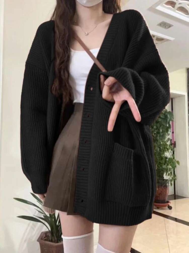 หลวมเสื้อสเวตเตอร์ถักผู้หญิงแข - Wool Coat Peacoat บทวิจารณ์และราคา