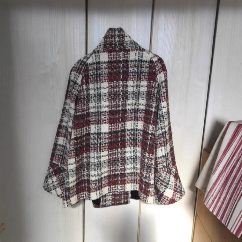 เสื้อโค้ทลายตารางแบบคอเต่า แขน - Wool Coat Peacoat บทวิจารณ์และราคา